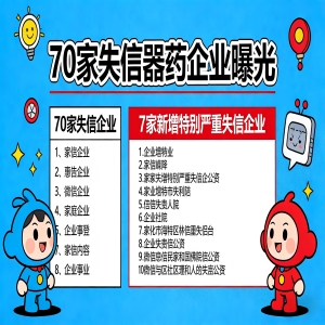 70家失信器药企业被曝光！7家企业为新增“特别严重失信”企业（附名单）